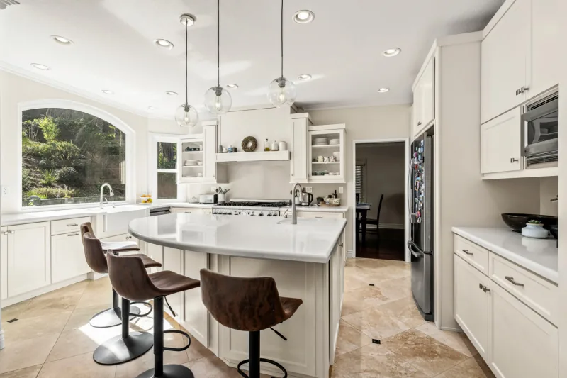 After view of classic white kitchen cabinet transformation