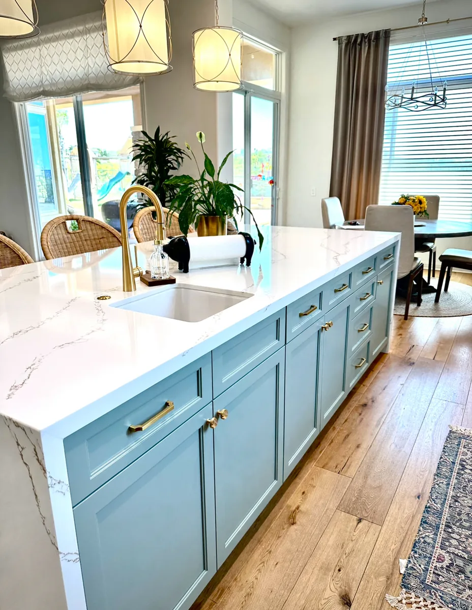 Refinished green kitchen island