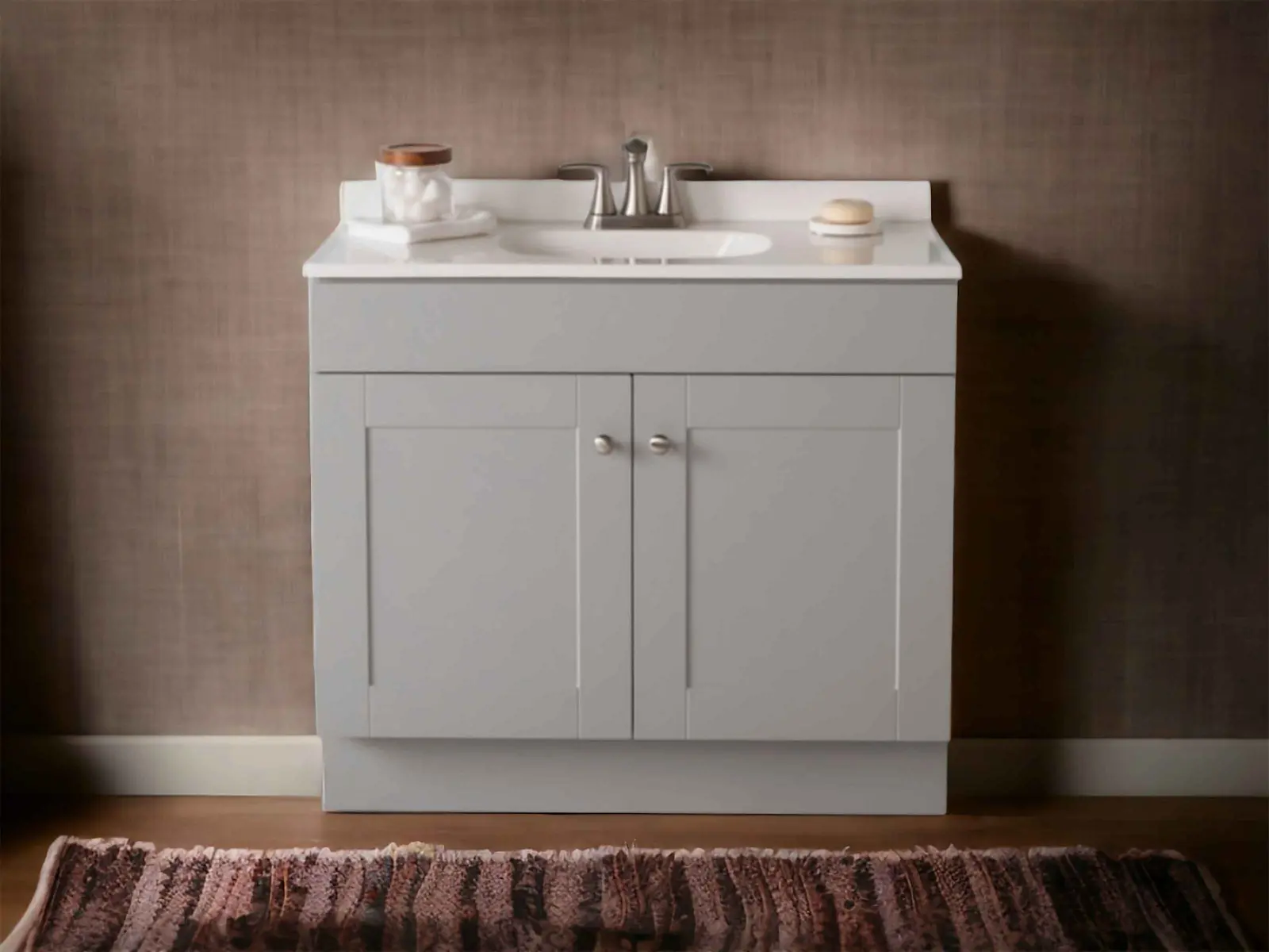 Gray Shaker bathroom vanity